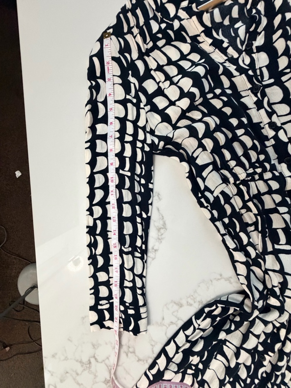 Zara Black and Cream Printed Midi Dress - Picture 7 of 13